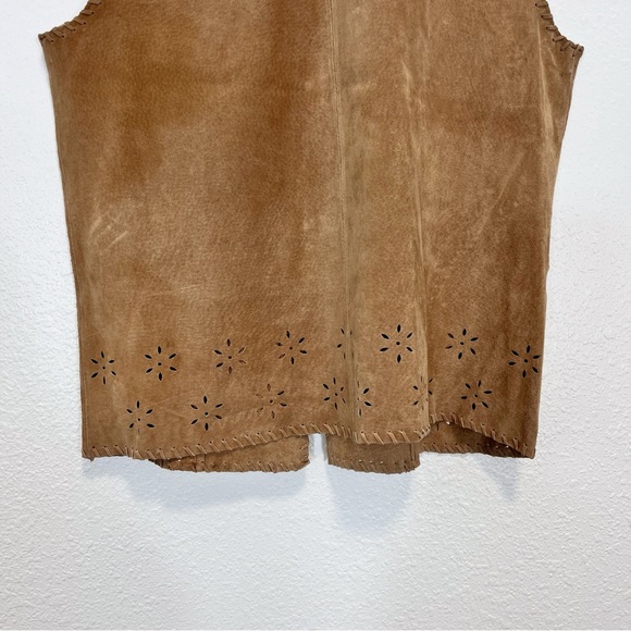Coldwater Creek Brown Suede Laser-Cut Vest - Picture 3 of 6